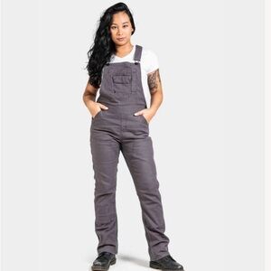 Dovetail Workwear Freshley Overalls in Grey Canvas Size 4, inseam 32